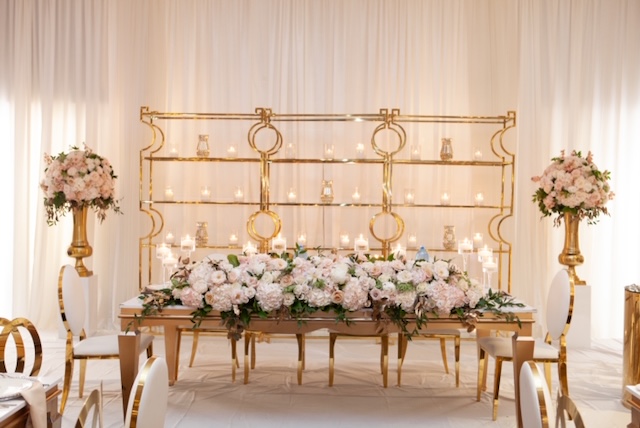 Romantic Gold stand with candles for wedding