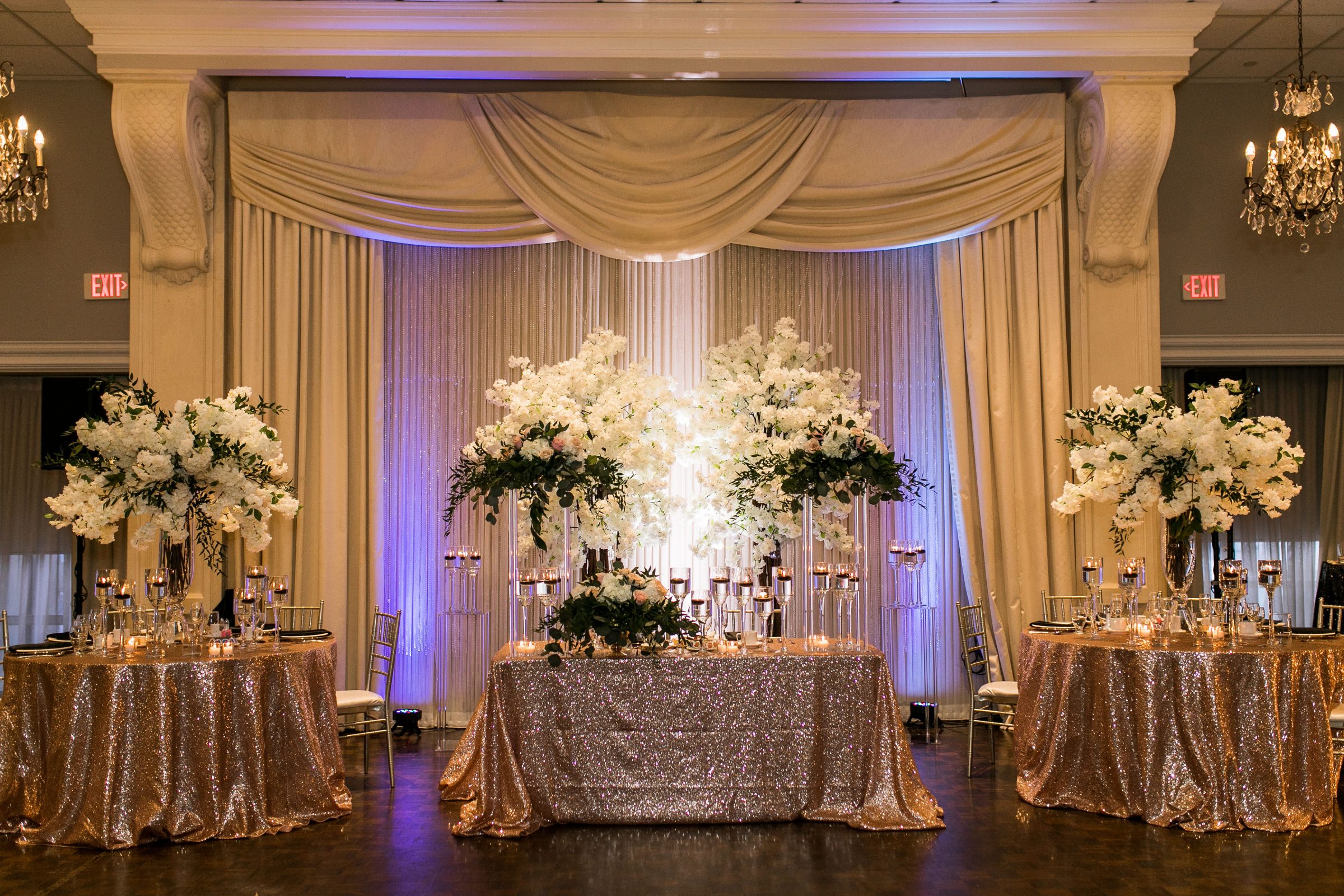 Green and Rose Gold Tables